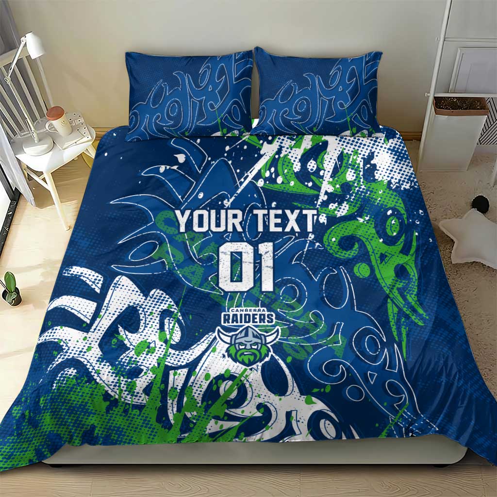 Personalized Canberra Raiders Rugby Bedding Set Urban Street Graffiti Style - Distressed Splatter Elements