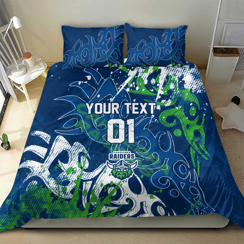 Personalized Canberra Raiders Rugby Bedding Set Urban Street Graffiti Style - Distressed Splatter Elements