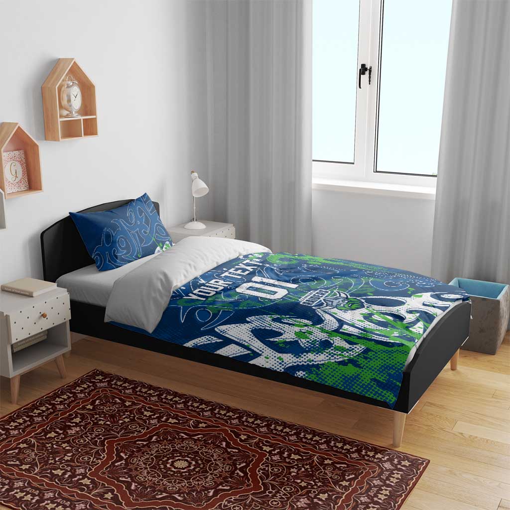 Personalized Canberra Raiders Rugby Bedding Set Urban Street Graffiti Style - Distressed Splatter Elements