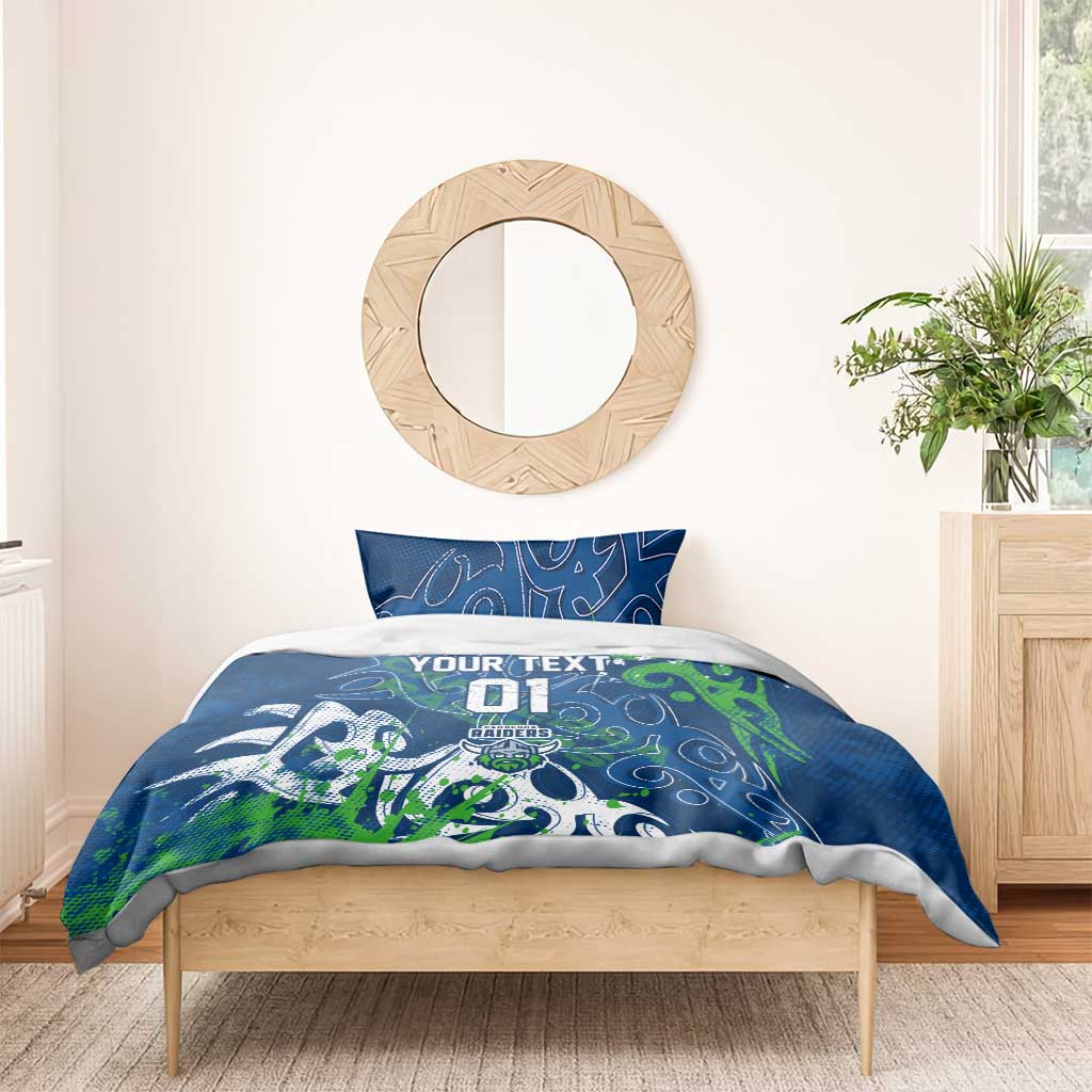 Personalized Canberra Raiders Rugby Bedding Set Urban Street Graffiti Style - Distressed Splatter Elements
