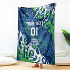 Personalized Canberra Raiders Rugby Blanket Urban Street Graffiti Style - Distressed Splatter Elements