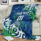 Personalized Canberra Raiders Rugby Blanket Urban Street Graffiti Style - Distressed Splatter Elements