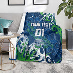Personalized Canberra Raiders Rugby Blanket Urban Street Graffiti Style - Distressed Splatter Elements