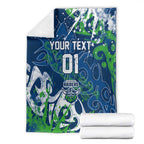 Personalized Canberra Raiders Rugby Blanket Urban Street Graffiti Style - Distressed Splatter Elements