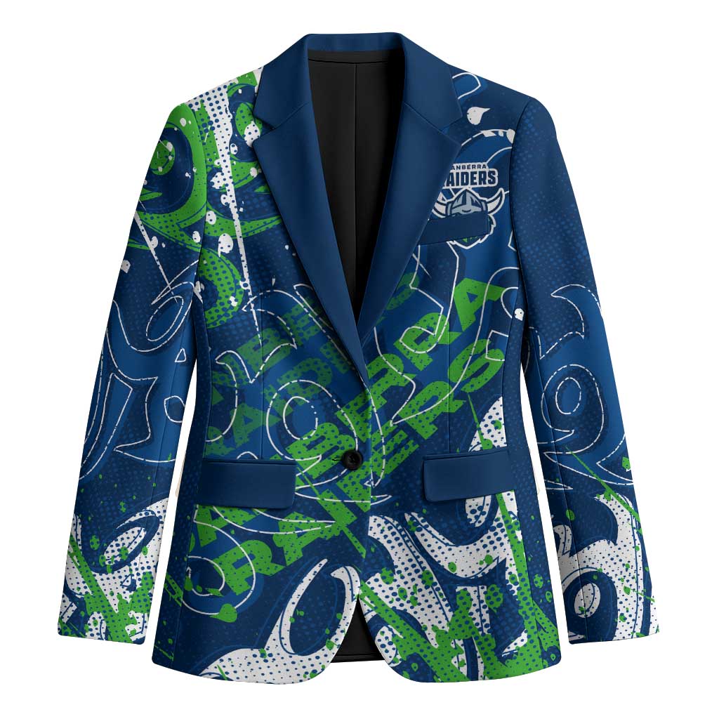 Personalized Canberra Raiders Rugby Blazer Urban Street Graffiti Style - Distressed Splatter Elements