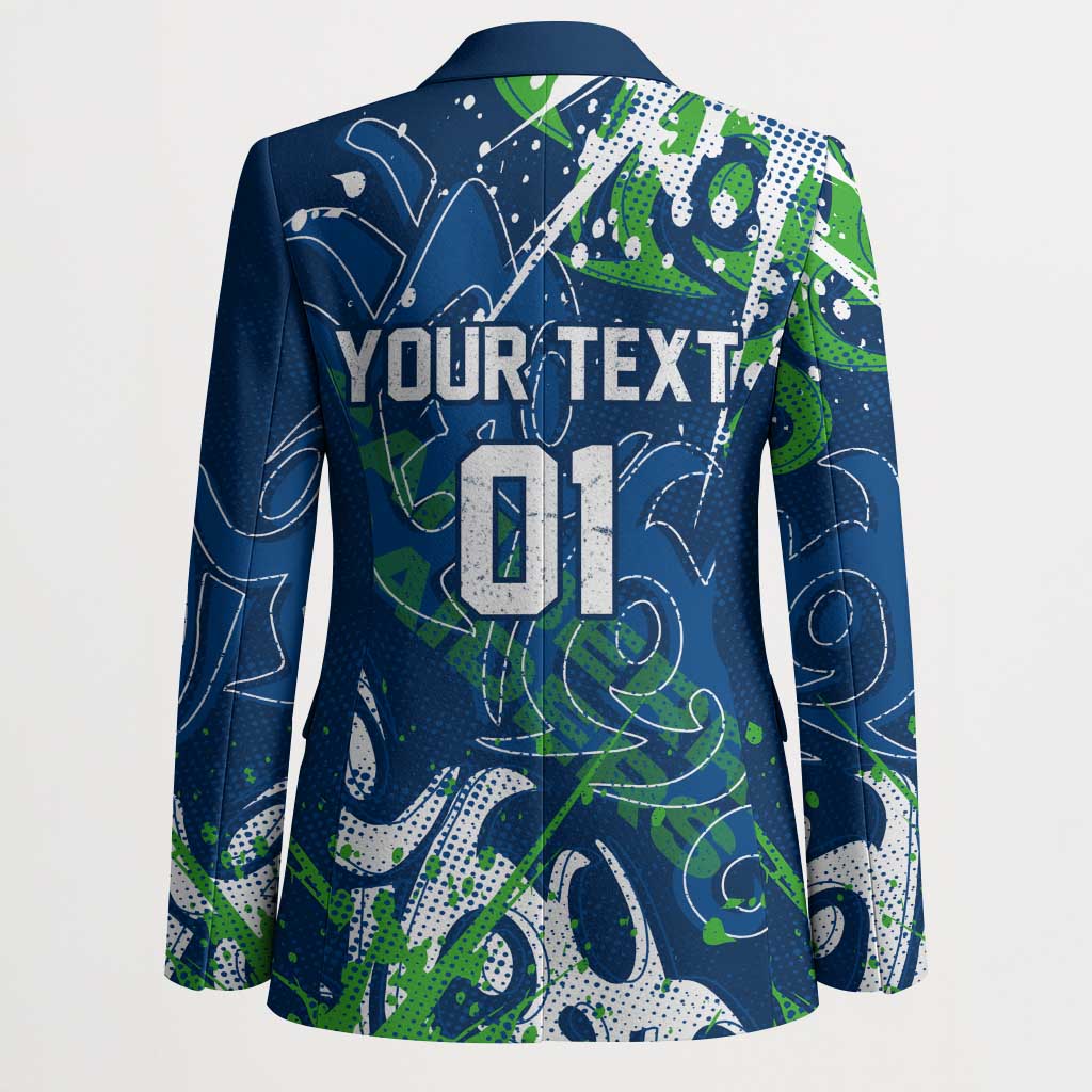 Personalized Canberra Raiders Rugby Blazer Urban Street Graffiti Style - Distressed Splatter Elements