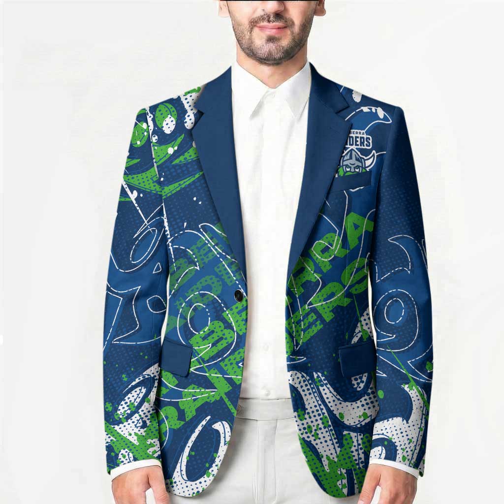 Personalized Canberra Raiders Rugby Blazer Urban Street Graffiti Style - Distressed Splatter Elements