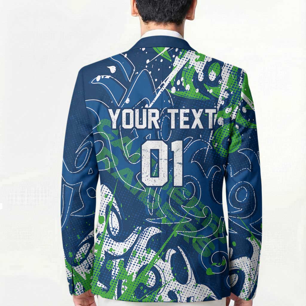 Personalized Canberra Raiders Rugby Blazer Urban Street Graffiti Style - Distressed Splatter Elements