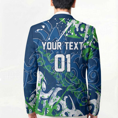Personalized Canberra Raiders Rugby Blazer Urban Street Graffiti Style - Distressed Splatter Elements