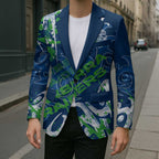 Personalized Canberra Raiders Rugby Blazer Urban Street Graffiti Style - Distressed Splatter Elements