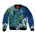 Personalized Canberra Raiders Rugby Bomber Jacket Urban Street Graffiti Style - Distressed Splatter Elements
