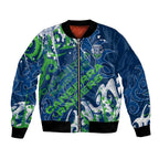 Personalized Canberra Raiders Rugby Bomber Jacket Urban Street Graffiti Style - Distressed Splatter Elements
