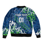 Personalized Canberra Raiders Rugby Bomber Jacket Urban Street Graffiti Style - Distressed Splatter Elements