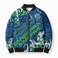 Personalized Canberra Raiders Rugby Bomber Puffer Jacket Urban Street Graffiti Style - Distressed Splatter Elements