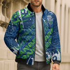 Personalized Canberra Raiders Rugby Bomber Puffer Jacket Urban Street Graffiti Style - Distressed Splatter Elements