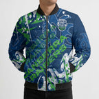 Personalized Canberra Raiders Rugby Bomber Puffer Jacket Urban Street Graffiti Style - Distressed Splatter Elements