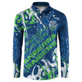 Personalized Canberra Raiders Rugby Button Sweatshirt Urban Street Graffiti Style - Distressed Splatter Elements