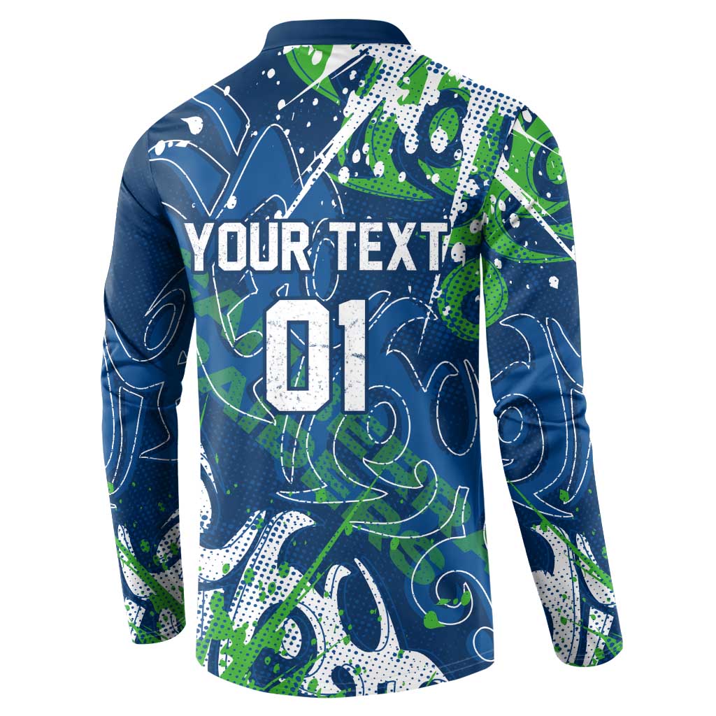 Personalized Canberra Raiders Rugby Button Sweatshirt Urban Street Graffiti Style - Distressed Splatter Elements