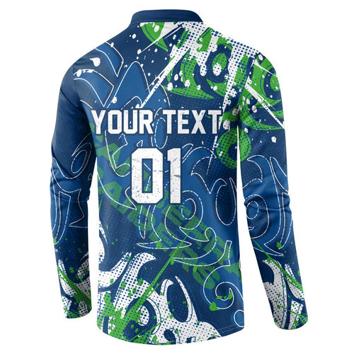 Personalized Canberra Raiders Rugby Button Sweatshirt Urban Street Graffiti Style - Distressed Splatter Elements