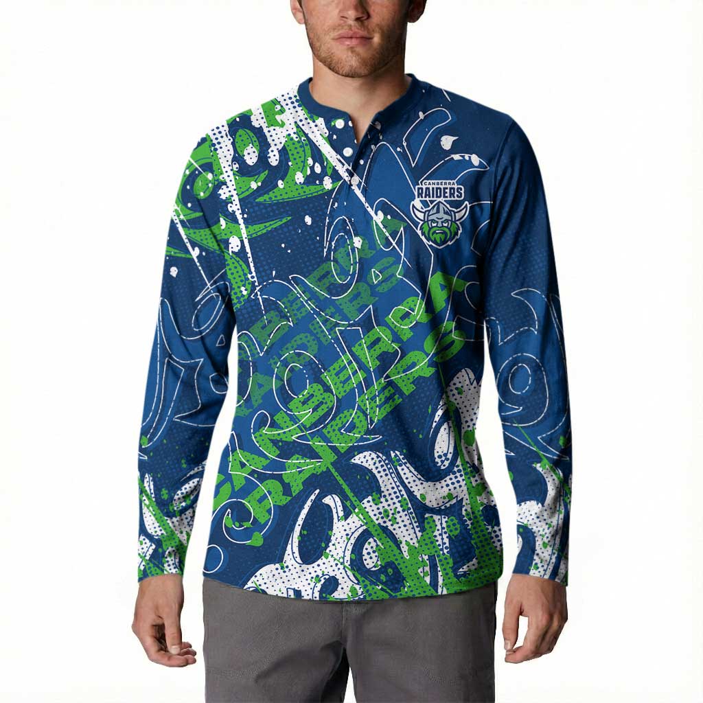 Personalized Canberra Raiders Rugby Button Sweatshirt Urban Street Graffiti Style - Distressed Splatter Elements