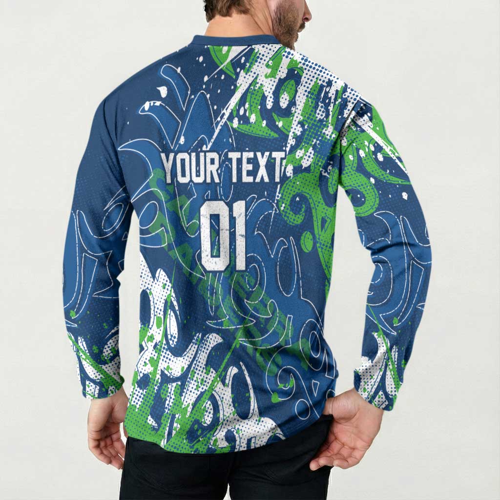 Personalized Canberra Raiders Rugby Button Sweatshirt Urban Street Graffiti Style - Distressed Splatter Elements