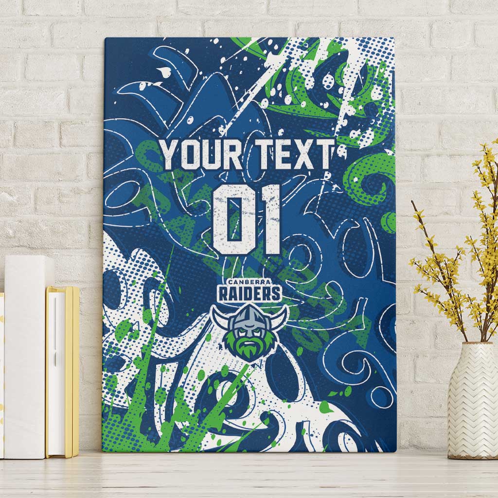 Personalized Canberra Raiders Rugby Canvas Wall Art Urban Street Graffiti Style - Distressed Splatter Elements