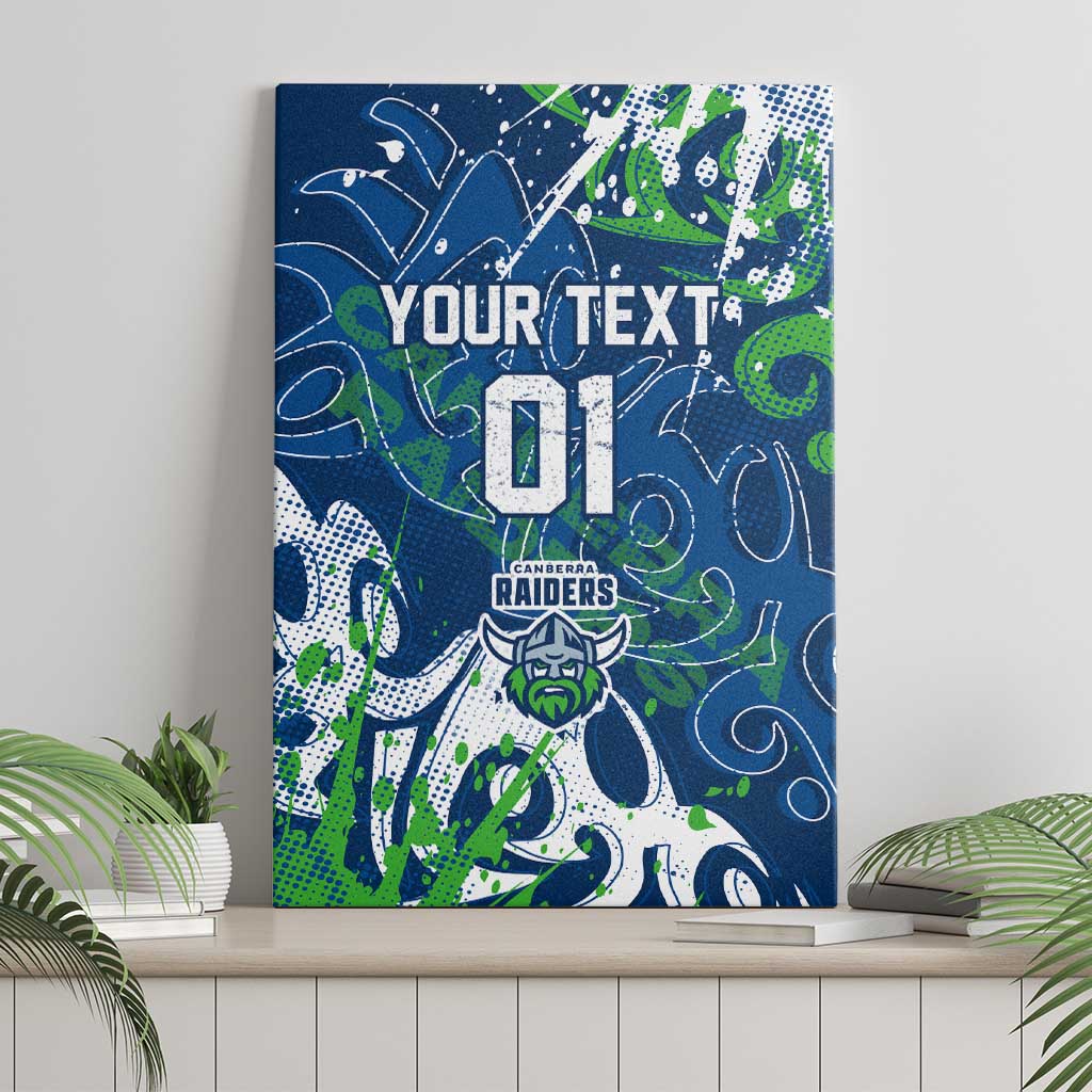 Personalized Canberra Raiders Rugby Canvas Wall Art Urban Street Graffiti Style - Distressed Splatter Elements