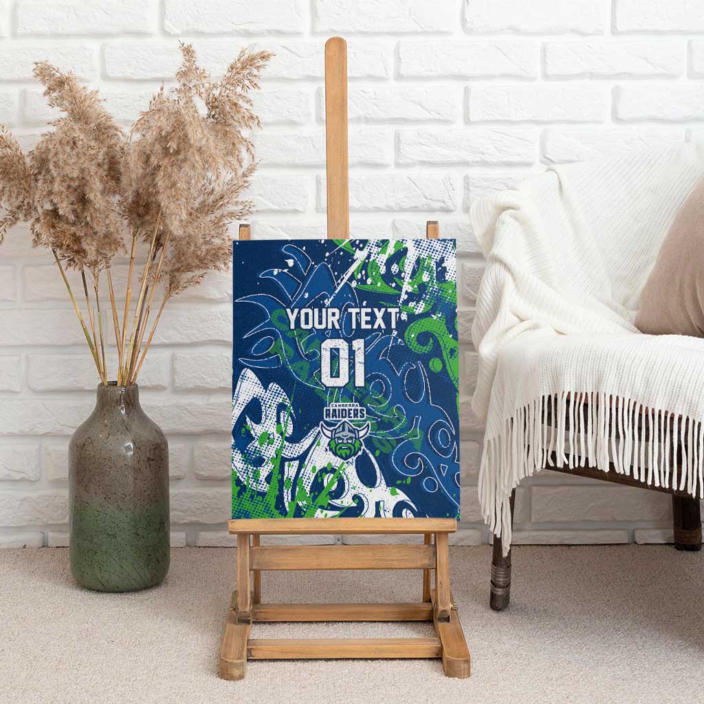Personalized Canberra Raiders Rugby Canvas Wall Art Urban Street Graffiti Style - Distressed Splatter Elements