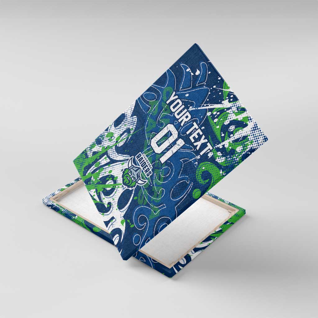 Personalized Canberra Raiders Rugby Canvas Wall Art Urban Street Graffiti Style - Distressed Splatter Elements