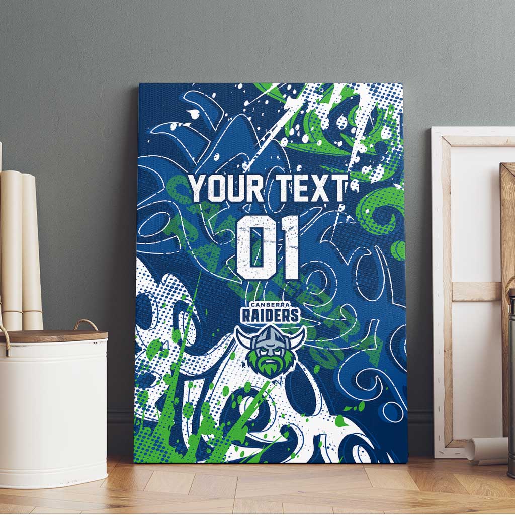 Personalized Canberra Raiders Rugby Canvas Wall Art Urban Street Graffiti Style - Distressed Splatter Elements