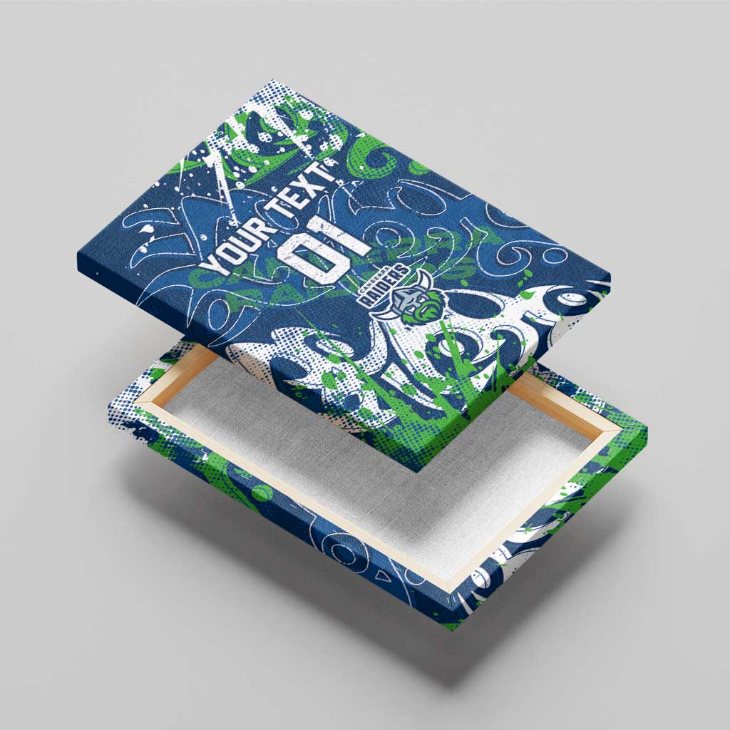 Personalized Canberra Raiders Rugby Canvas Wall Art Urban Street Graffiti Style - Distressed Splatter Elements