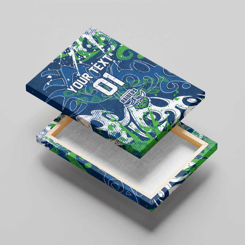 Personalized Canberra Raiders Rugby Canvas Wall Art Urban Street Graffiti Style - Distressed Splatter Elements