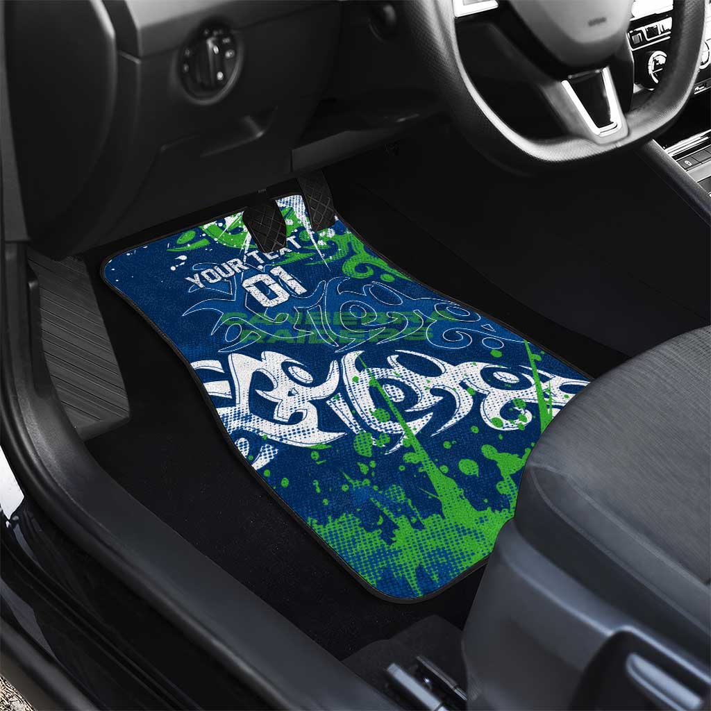 Personalized Canberra Raiders Rugby Car Mats Urban Street Graffiti Style - Distressed Splatter Elements