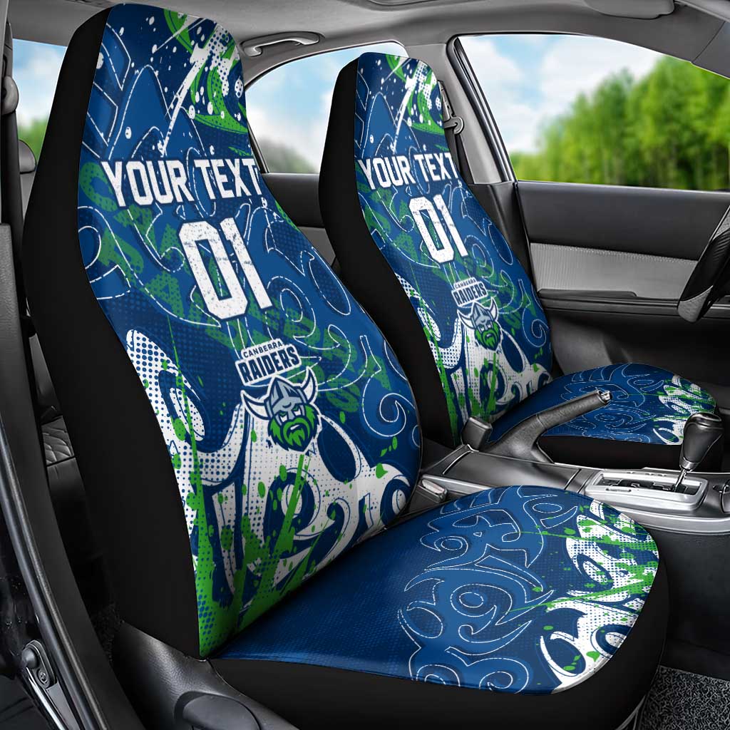 Personalized Canberra Raiders Rugby Car Seat Cover Urban Street Graffiti Style - Distressed Splatter Elements