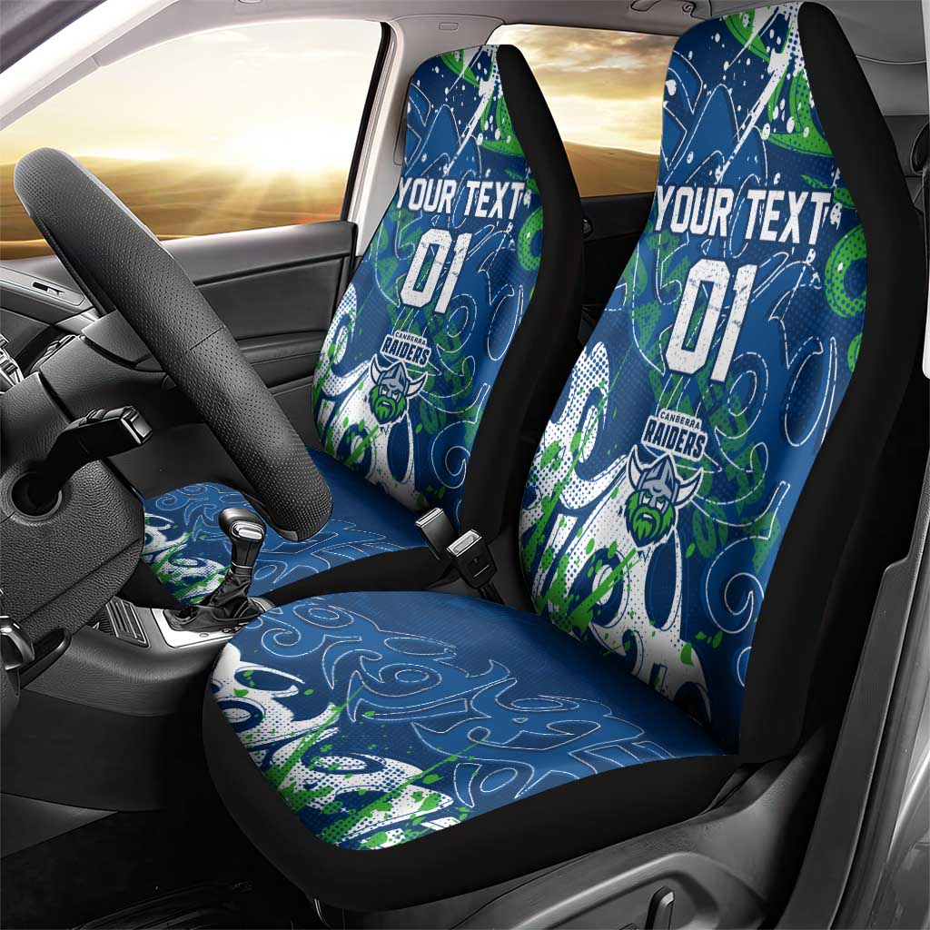 Personalized Canberra Raiders Rugby Car Seat Cover Urban Street Graffiti Style - Distressed Splatter Elements