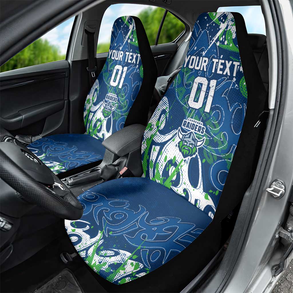 Personalized Canberra Raiders Rugby Car Seat Cover Urban Street Graffiti Style - Distressed Splatter Elements