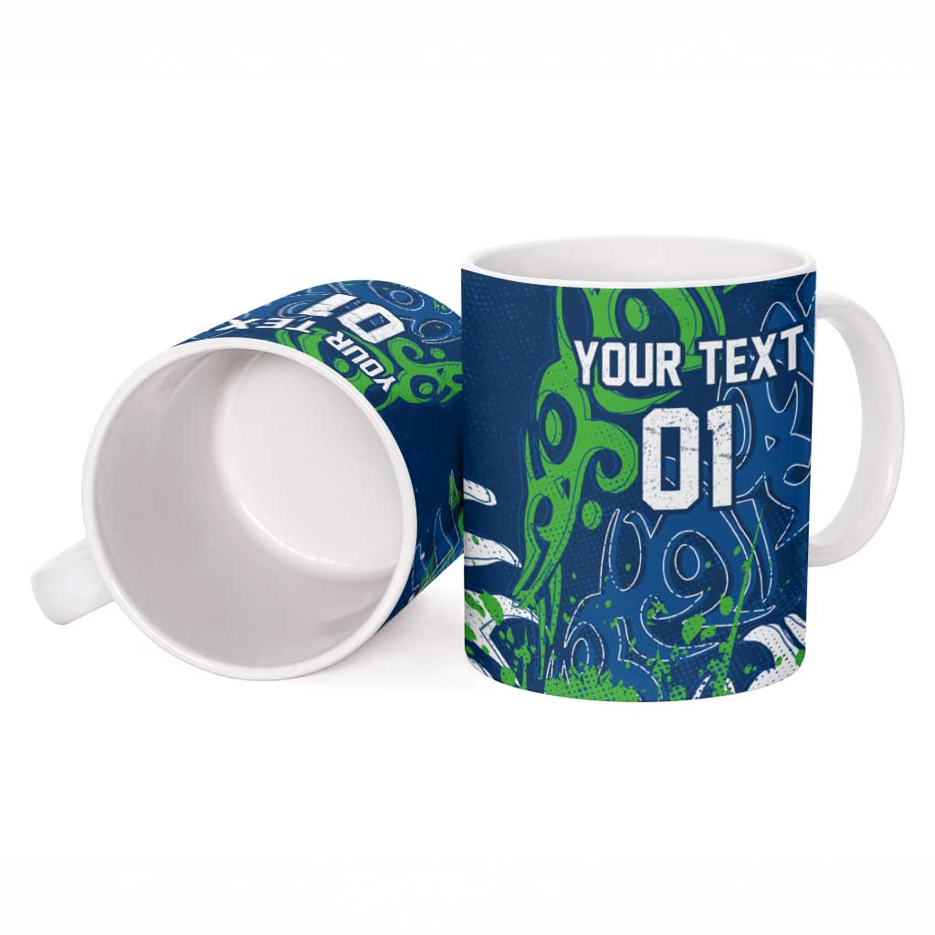 Personalized Canberra Raiders Rugby Ceramic Mug Urban Street Graffiti Style - Distressed Splatter Elements