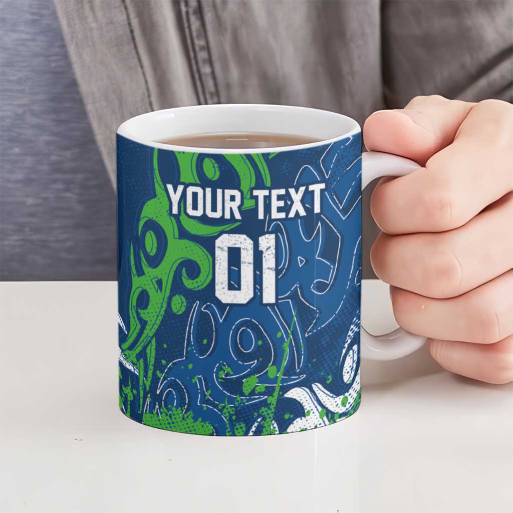 Personalized Canberra Raiders Rugby Ceramic Mug Urban Street Graffiti Style - Distressed Splatter Elements