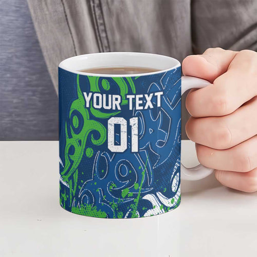 Personalized Canberra Raiders Rugby Ceramic Mug Urban Street Graffiti Style - Distressed Splatter Elements