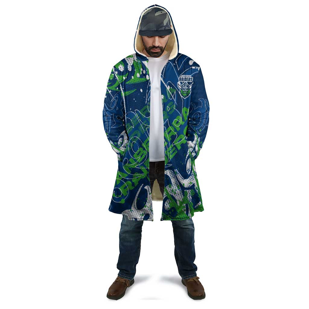 Personalized Canberra Raiders Rugby Cloak Urban Street Graffiti Style - Distressed Splatter Elements