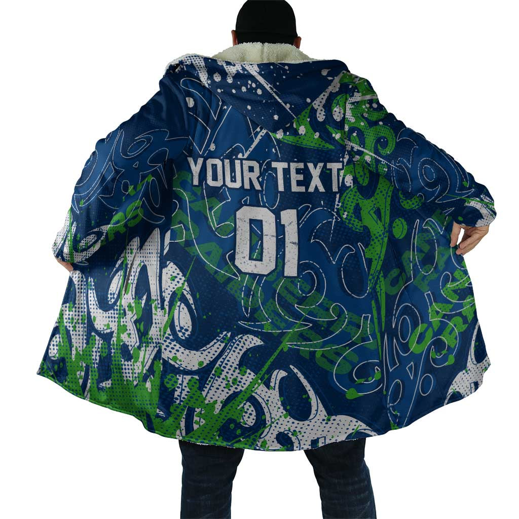 Personalized Canberra Raiders Rugby Cloak Urban Street Graffiti Style - Distressed Splatter Elements