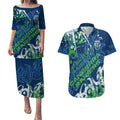 Personalized Canberra Raiders Rugby Couples Matching Puletasi and Hawaiian Shirt Urban Street Graffiti Style - Distressed Splatter Elements
