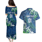 Personalized Canberra Raiders Rugby Couples Matching Puletasi and Hawaiian Shirt Urban Street Graffiti Style - Distressed Splatter Elements
