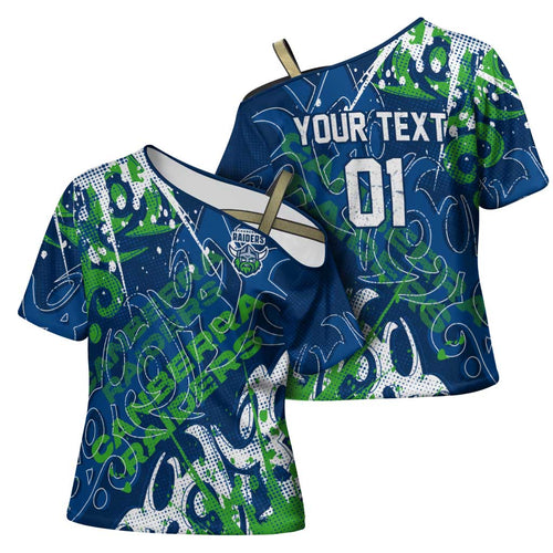 Personalized Canberra Raiders Rugby Cross Shoulder Shirt Urban Street Graffiti Style - Distressed Splatter Elements