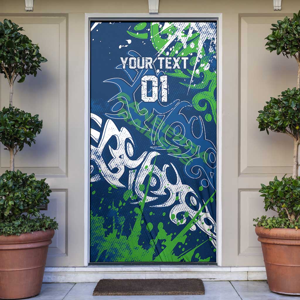 Personalized Canberra Raiders Rugby Door Cover Urban Street Graffiti Style - Distressed Splatter Elements