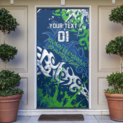 Personalized Canberra Raiders Rugby Door Cover Urban Street Graffiti Style - Distressed Splatter Elements
