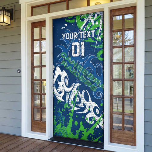 Personalized Canberra Raiders Rugby Door Cover Urban Street Graffiti Style - Distressed Splatter Elements