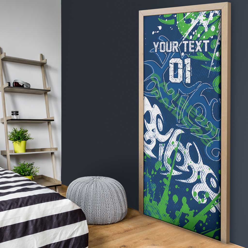 Personalized Canberra Raiders Rugby Door Cover Urban Street Graffiti Style - Distressed Splatter Elements