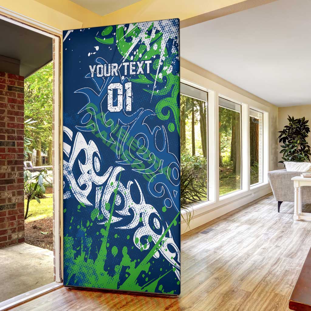Personalized Canberra Raiders Rugby Door Cover Urban Street Graffiti Style - Distressed Splatter Elements