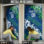 Personalized Canberra Raiders Rugby Door Cover Urban Street Graffiti Style - Distressed Splatter Elements